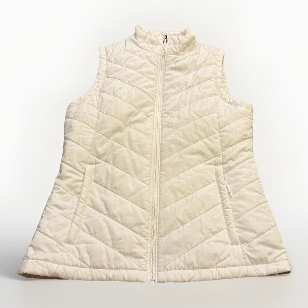 Columbia Omni-Heat Womens White Quilted Full Zip Puffer Vest Size M XK0053
